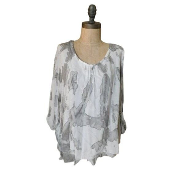 Feratelli Size M Medium Artsy Flowy Vented Back Blouse Top - Picture 1 of 3